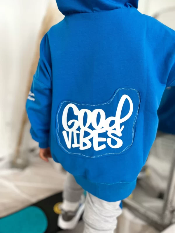 Bluza big oversize z kangurką, wersja z kapturem lub bez *GOOD VIBES* >kolory< - obrazek 3