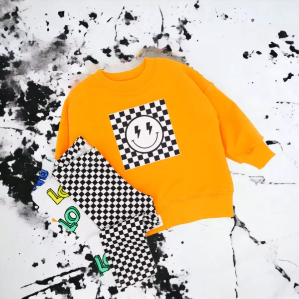 Bluza z kapturem lub bez / SMILE-BŁYSKAWICE SZACHOWNICA >kolory<