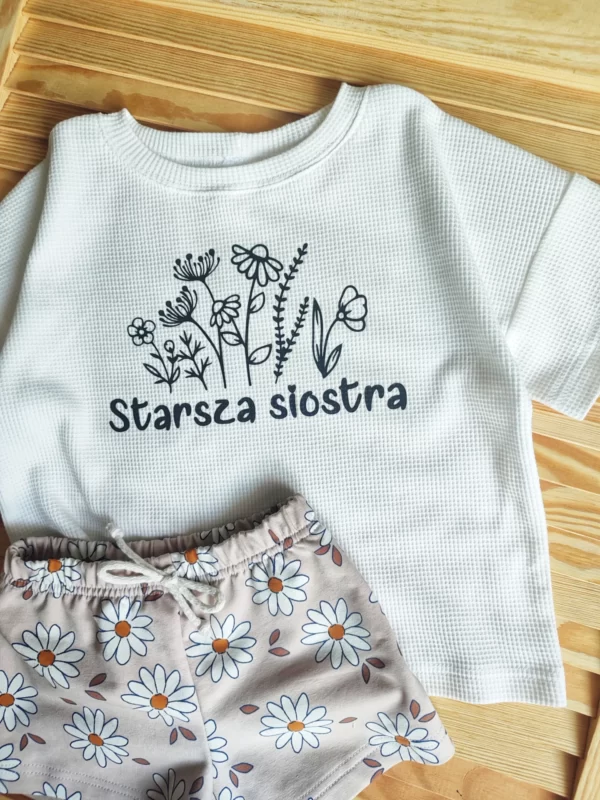 T-shirt WAFELEK ECRU *Starsza/młodsza siostra*