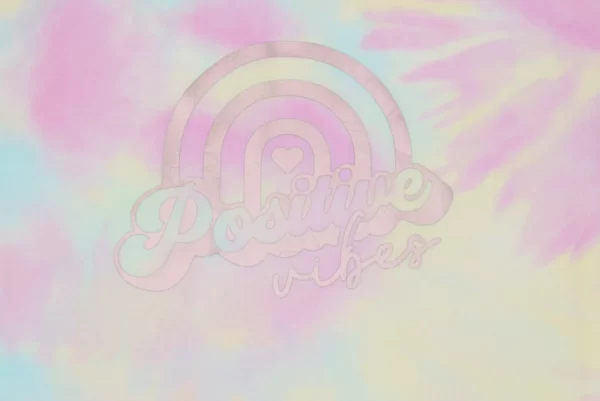 T-shirt boxy tee PASTELOWY TIE DYE *Positive vibes* >od ręki 98< - obrazek 3