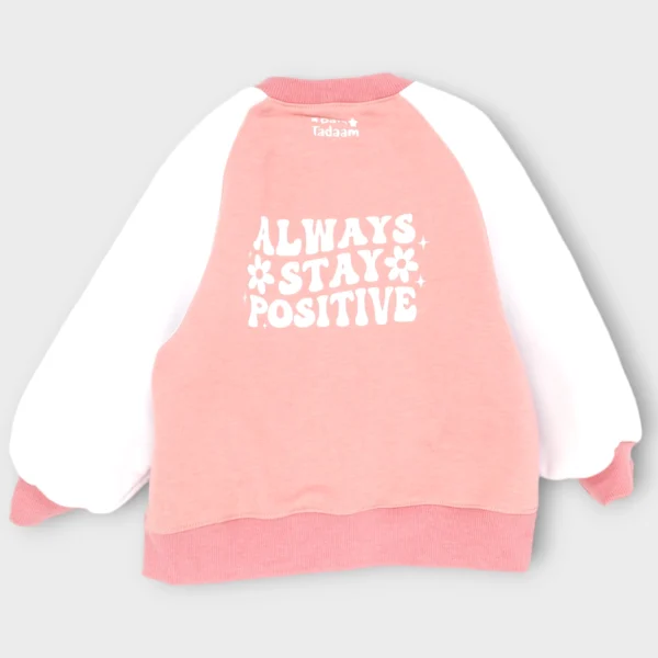 Bluza oversize ocieplana BUBA >od ręki 104<  *Always stay positive* nadruk na plecach - obrazek 2