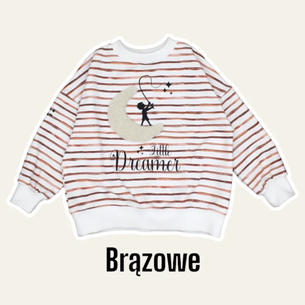 Bluza oversize *Little dreamer* paski brązowe >od ręki 98<