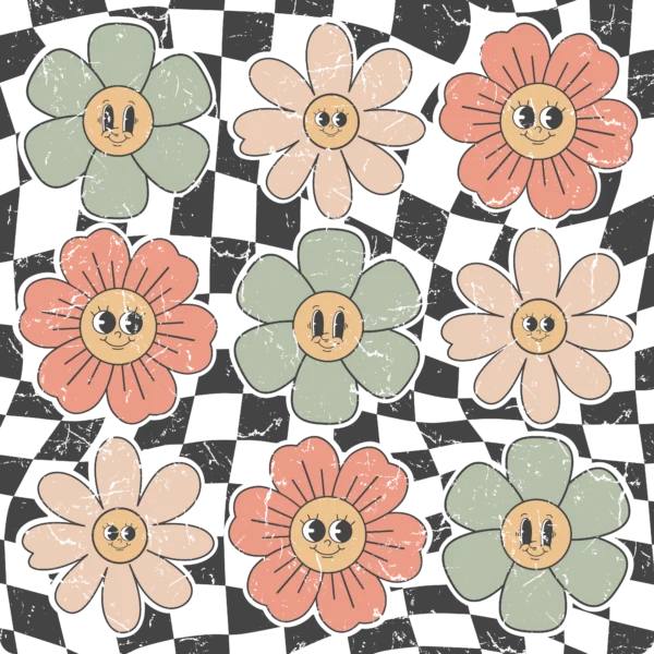 T-shirt BIAŁY *131.Checkered flowers* >wybierz fason<