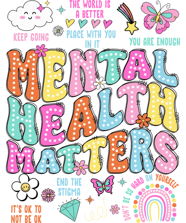 T-shirt BIAŁY *154.Mental health matters ...- przód i tył* >wybierz fason<