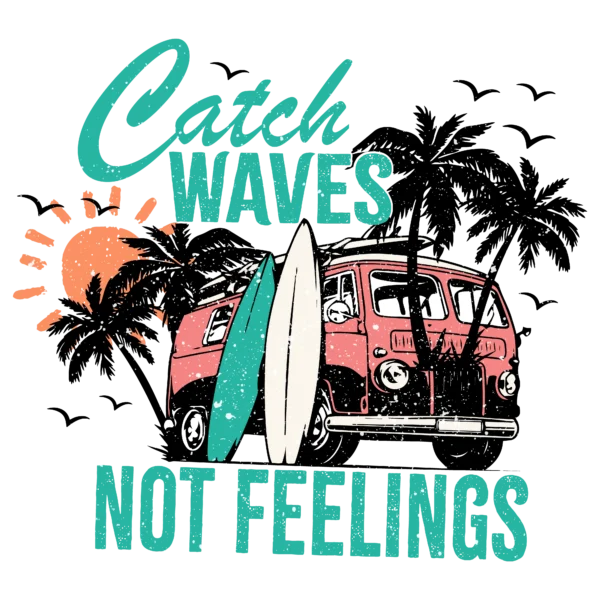 T-shirt BIAŁY *35.Catch waves not feelings / van* >wybierz fason<