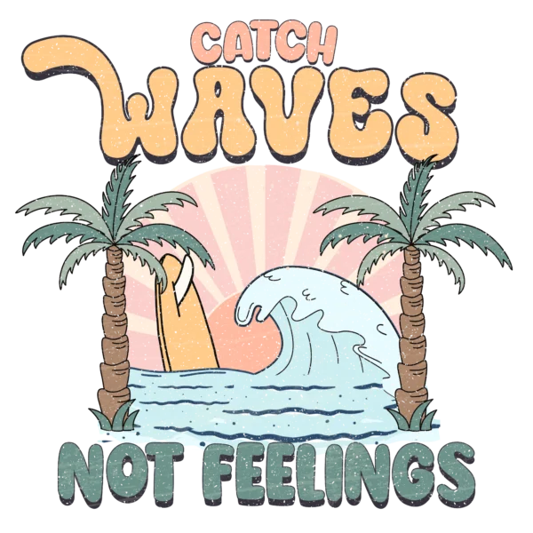 T-shirt BIAŁY *47.Catch waves not feelings / palmy* >wybierz fason<