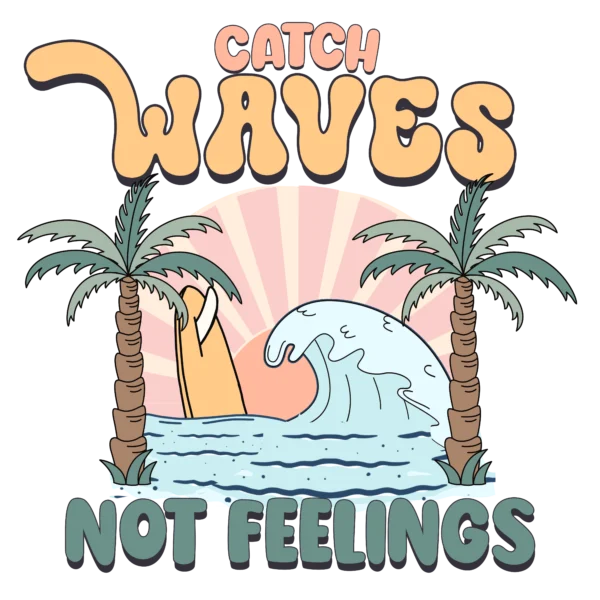 T-shirt BIAŁY *47.Catch waves not feelings / palmy* >wybierz fason< - obrazek 2