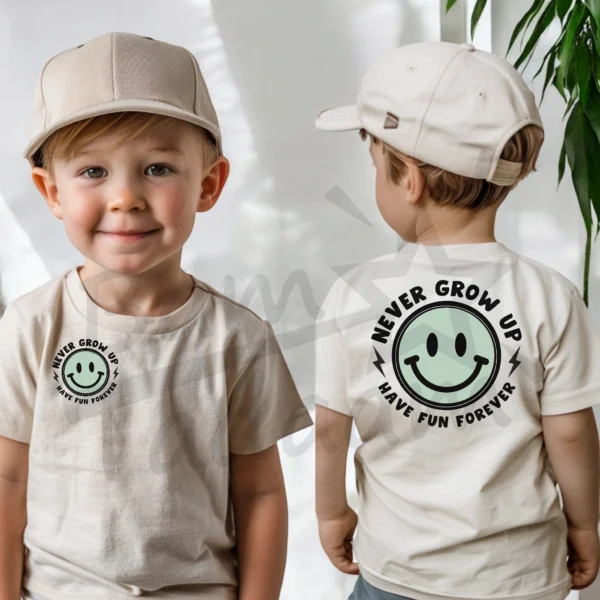 T-shirt BIAŁY *22.Never grow up/ smile brudna mięta- przód i tył* >wybierz fason<