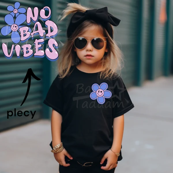 T-shirt *202.No bad vibes PURPLE FLOWERS - przód i tył* >wybierz fason i kolor<