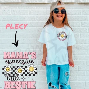 T-shirt BIAŁY *160.Mama's expensive bestie pink - przód i tył* >wybierz fason<