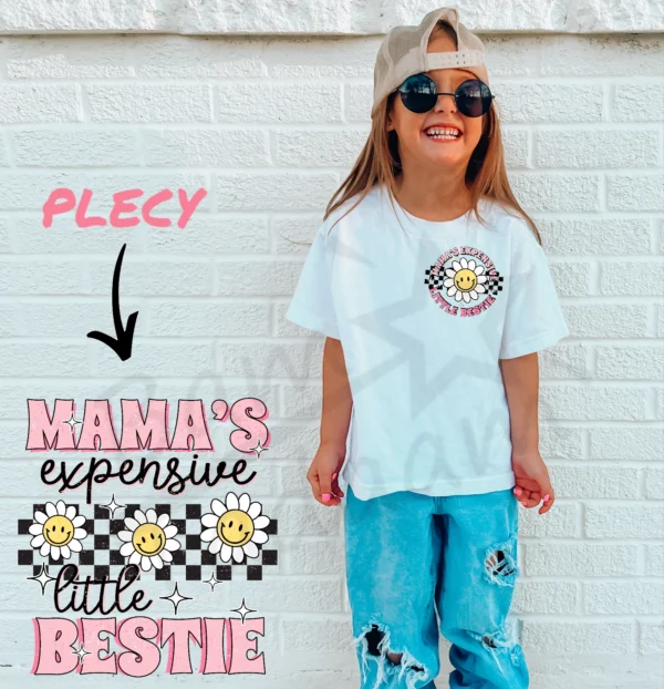 T-shirt BIAŁY *160.Mama's expensive bestie pink - przód i tył* >wybierz fason<