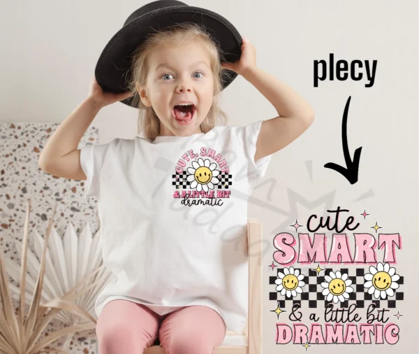 T-shirt BIAŁY *161.Cute,smart & dramatic pink - przód i tył* >wybierz fason<