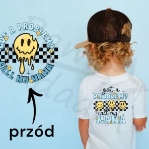 T-shirt BIAŁY *164.Got a problem call ... /blue - przód i tył* >wybierz fason<
