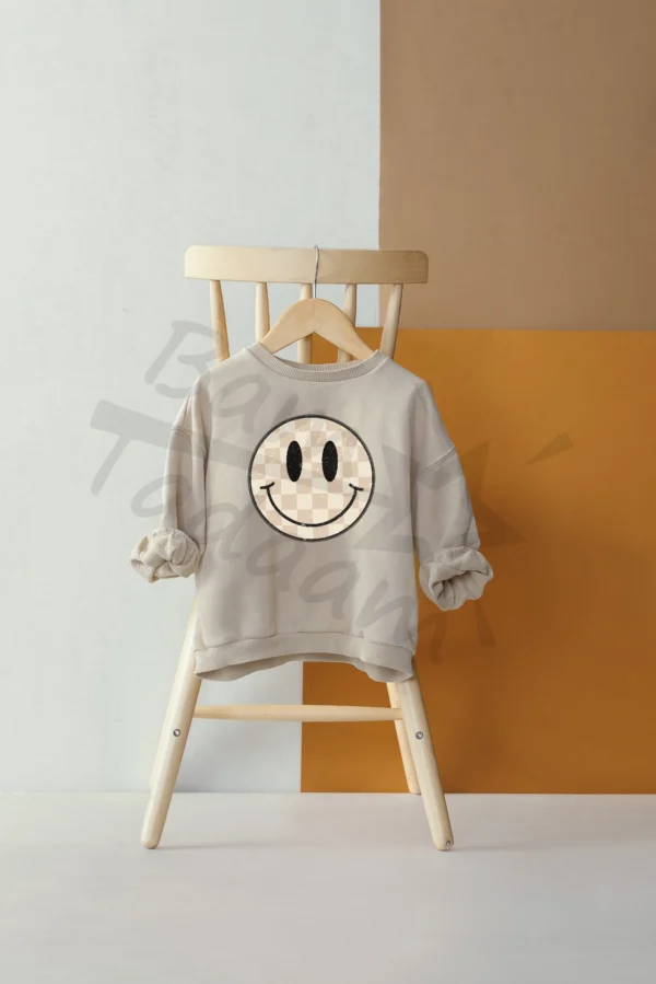 Bluza *125.Smile beżowy- szachownica* >wybierz fason i kolor<