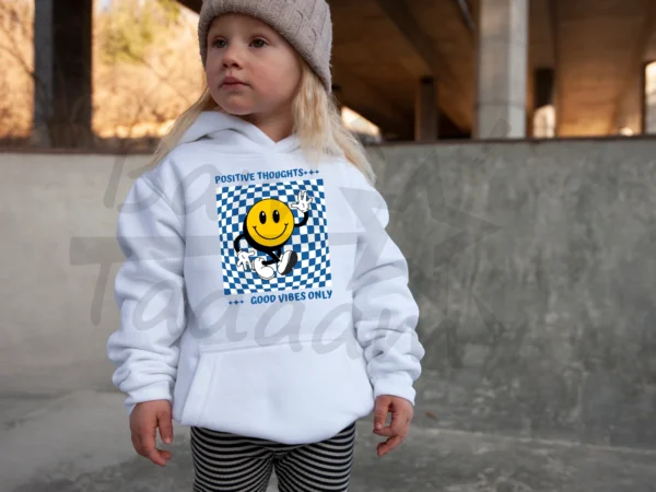 Bluza *437.Positive thoughts -good vibes only /szachownica niebieska*  >wybierz fason i kolor<