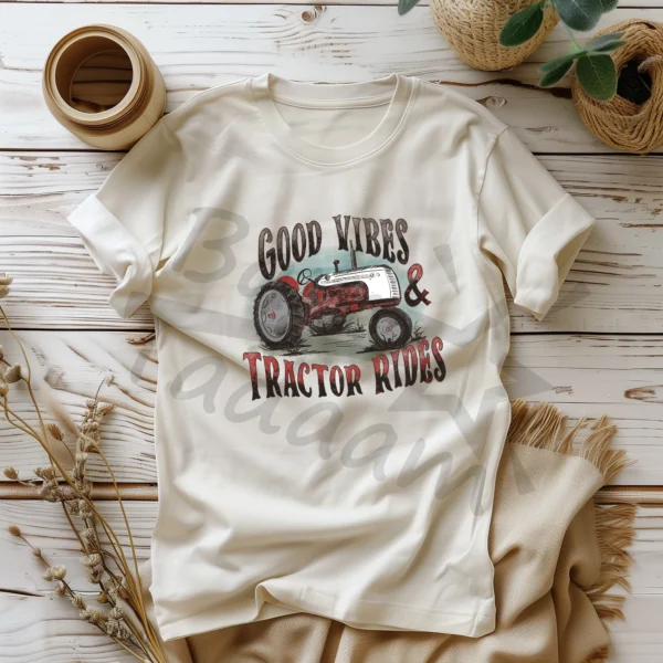 T-shirt BIAŁY *103.Good vibes&tractor rides* >wybierz fason<