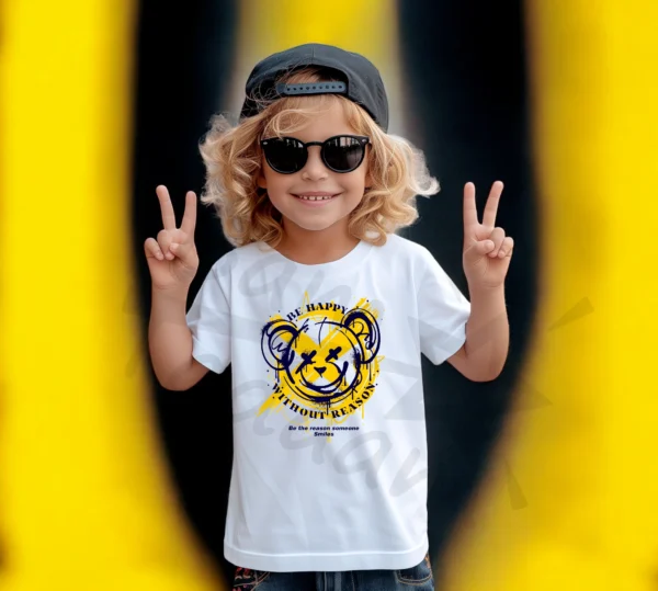 T-shirt BIAŁY *135.Be happy without reason -bear* >wybierz fason<