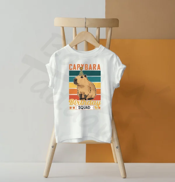 T-shirt BIAŁY lub OWSIANKA *574.Capybara birthday squad*