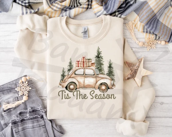 Bluza *651.Tis the season-beige car with presents* >wybierz fason i kolor<