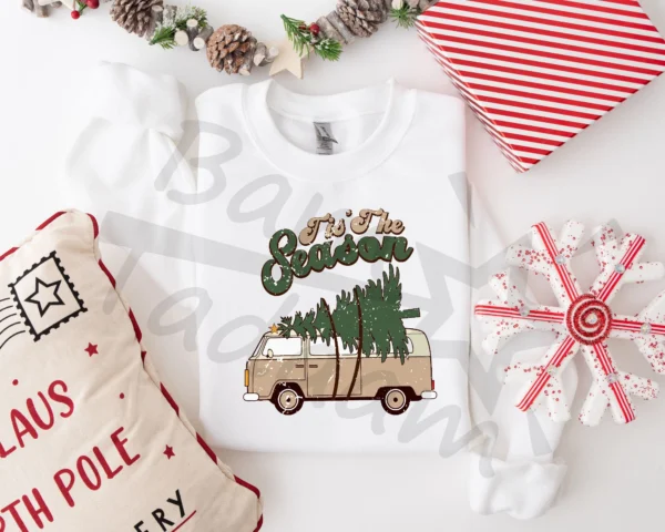 Bluza *652.Tis the season-beige car with christmas tree* >wybierz fason i kolor<