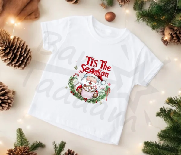 T-shirt BIAŁY *661.Tis the season-Santa with cocoa* >wybierz fason<