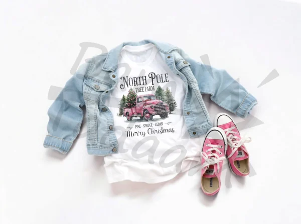 T-shirt *669.North Pole tree farm-pink truck* >wybierz fason i kolor<