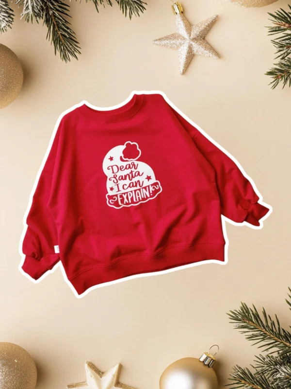 Bluza oversize CZERWONA *Dear Santa I can explain* >od ręki 116<