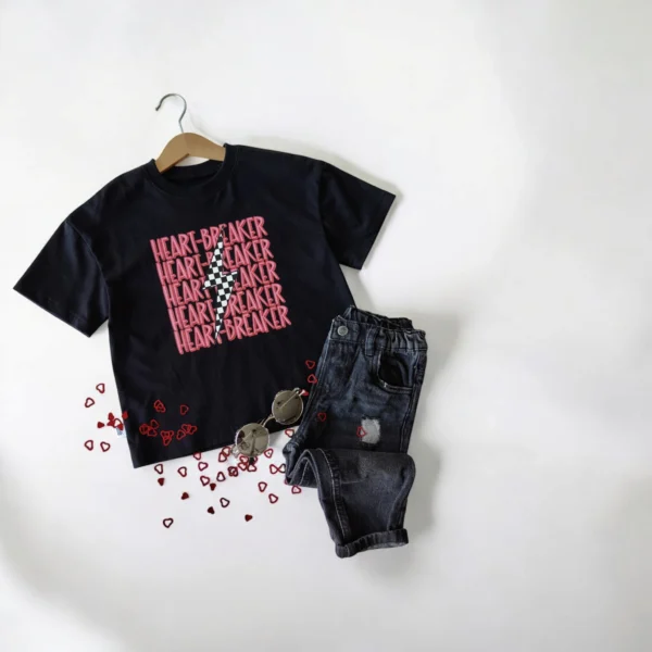 T-shirt czarny FAZY "HEART BREAKER" >od ręki 104/110<