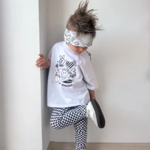 T-shirt BIAŁY+DROBNA SZACHOWNICA "Boys mix"