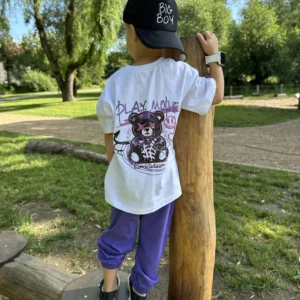 T-shirt BIAŁY "Play more/misiek"