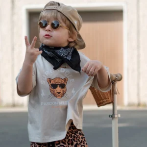 T-shirt JASNY BEŻ "Superdope/gepard"