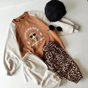 Bluza KARMEL+JASNY BEŻ "Superdope/gepard"