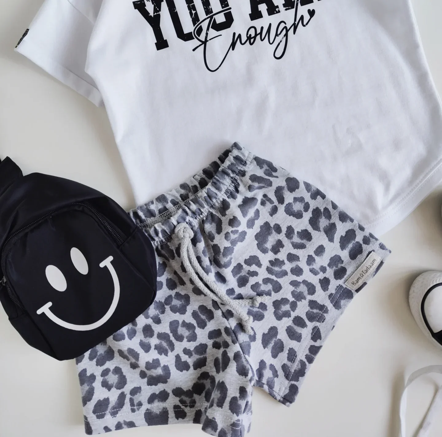 Szorty typu paper bag SZARE CĘTKI >od ręki 104<