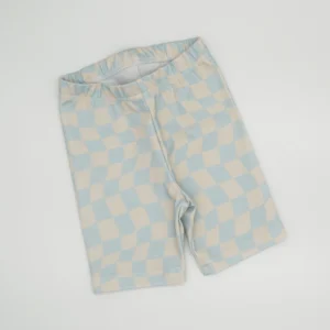 Kolarki jersey FALOWANA SZACHOWNICA AQUA-BEŻ >od ręki 104/110<