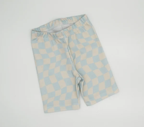 Kolarki jersey FALOWANA SZACHOWNICA AQUA-BEŻ >od ręki 104/110<