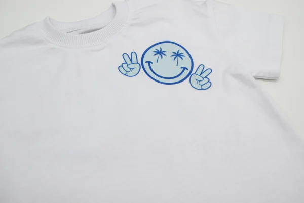 T-shirt BIAŁY *Summer vibes/palmy* >od ręki 92/98< - obrazek 2