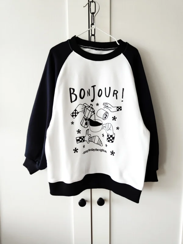 Bluza CZARNY+OFF WHITE "Bonjour" >od ręki 116<