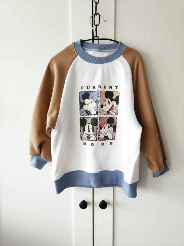 Bluza KARMEL+OFF WHITE+JEANS "Current mood by Mickey" >od ręki 104<