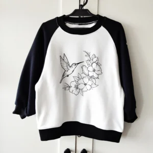Bluza CZARNY+OFF WHITE "Koliberek" >od ręki 104<