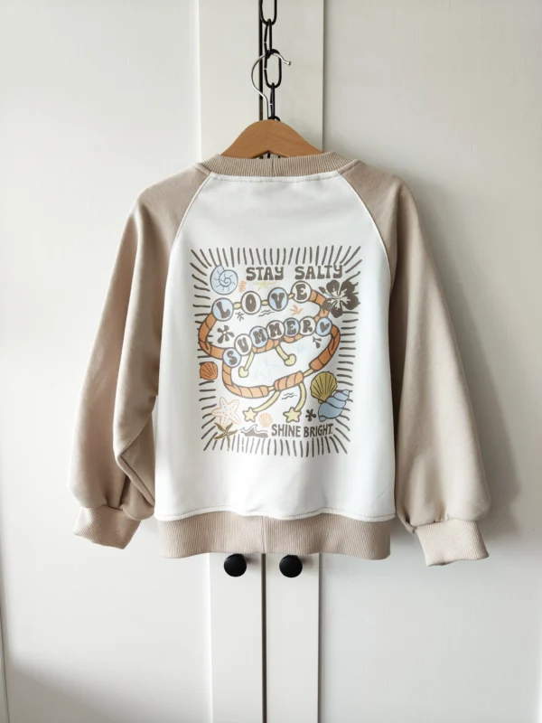 Bluza BEŻ+OFF WHITE "Love summer" >od ręki 110< - obrazek 2