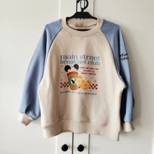 Bluza JEANS+BEŻ "Mickey breakfast club" >od ręki 110<