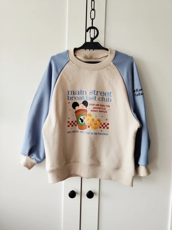 Bluza JEANS+BEŻ "Mickey breakfast club" >od ręki 110<