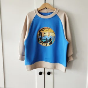 Bluza NIEBIESKI+BEŻ "Summer smile" >od ręki 104<