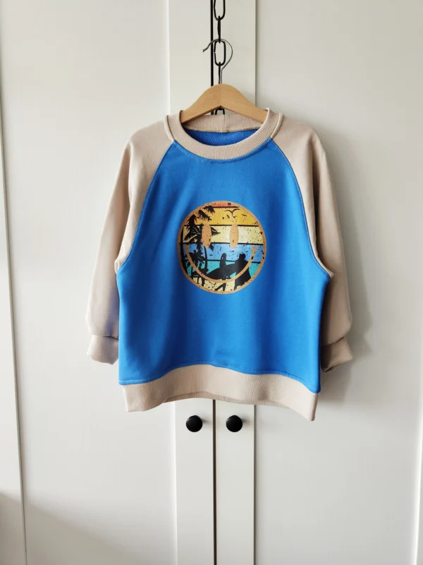 Bluza NIEBIESKI+BEŻ "Summer smile" >od ręki 104<