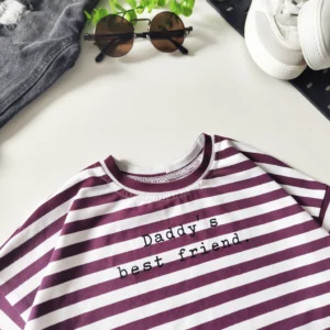 T-shirt PASKI FIOLETOWO-BIAŁE "Daddy's best friend" >od ręki 80/86<