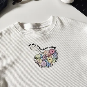 T-shirt WAFELEK ECRU "Feel all the feelings ..." >od ręki 104/110<