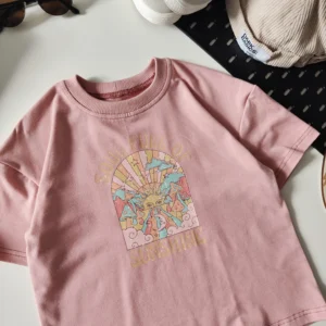 T-shirt truskawkowy melanż "Sunshine" >od ręki 104/110<