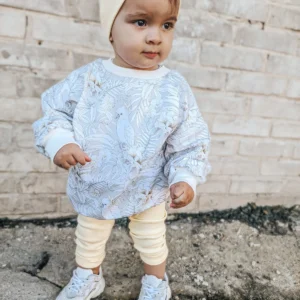 Dres *Egzotyczne liście z papugami + leginsy w kolorze BANAN*